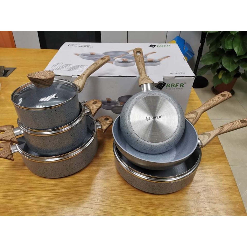 Bộ nồi nhôm đúc đáy từ 6 chiếc cao cấp ARBER Aluminium ALU03X hàng chính hãng bảo hành 12 tháng