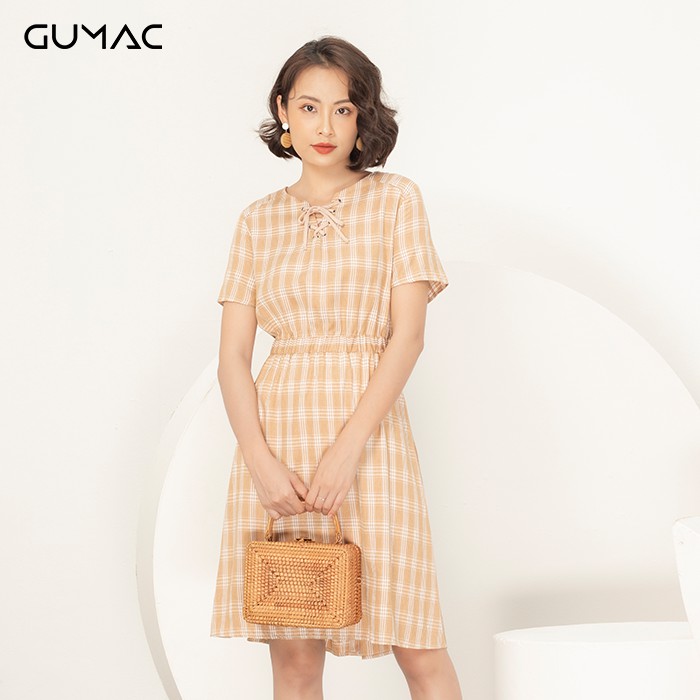 Đầm eo chun cổ dây GUMAC DA917