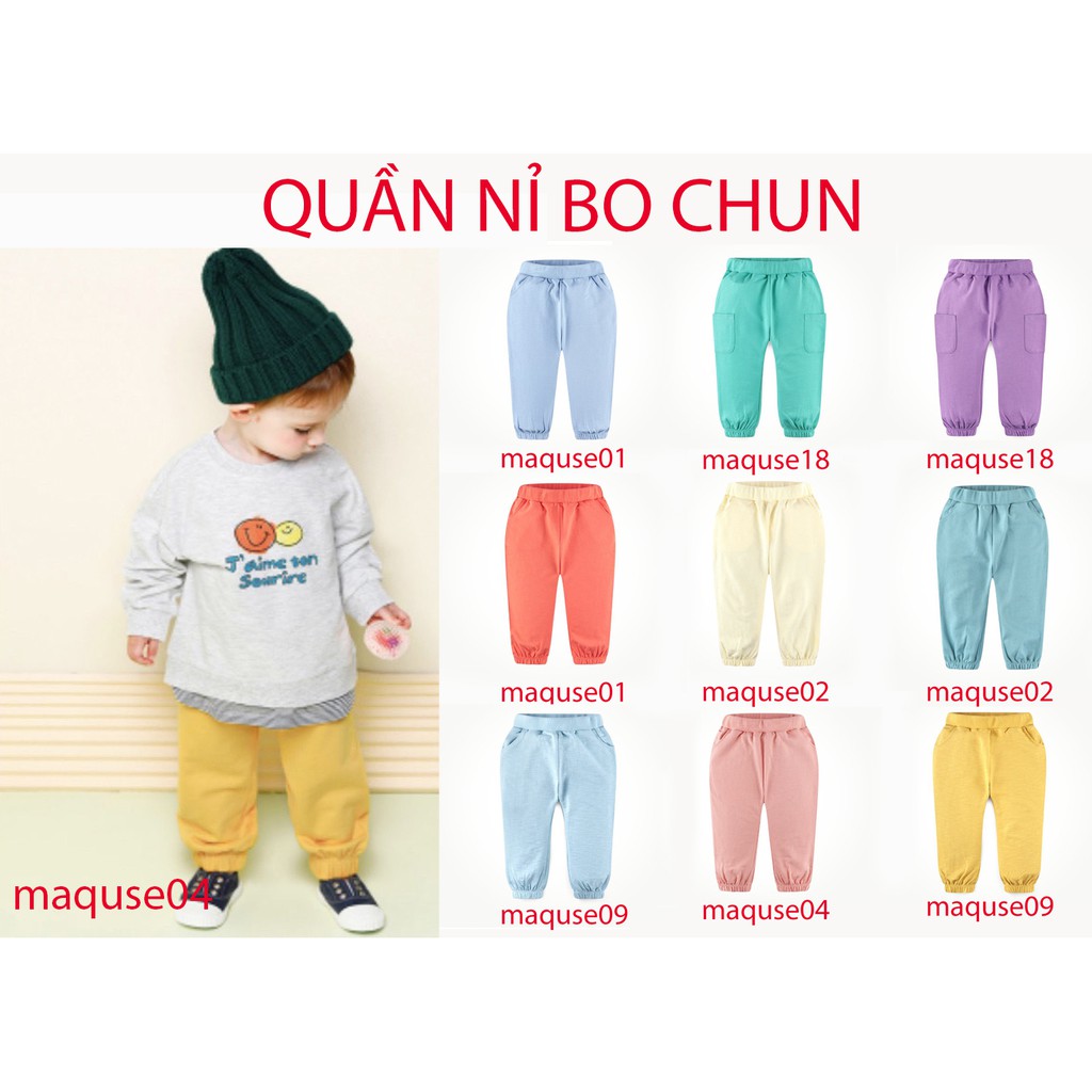 (90,100,110,120,130)Quần nỉ gấu chun trơn màu các loại chính hãng MilkMile