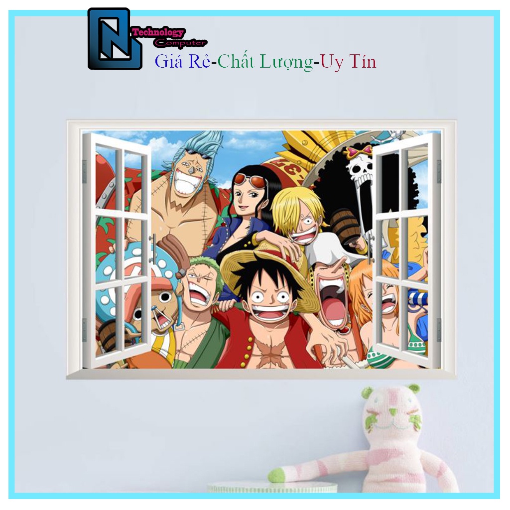 Miếng Decal 3d Dán Tường One Piece Luffy Nhân Vật Hoạt Hình