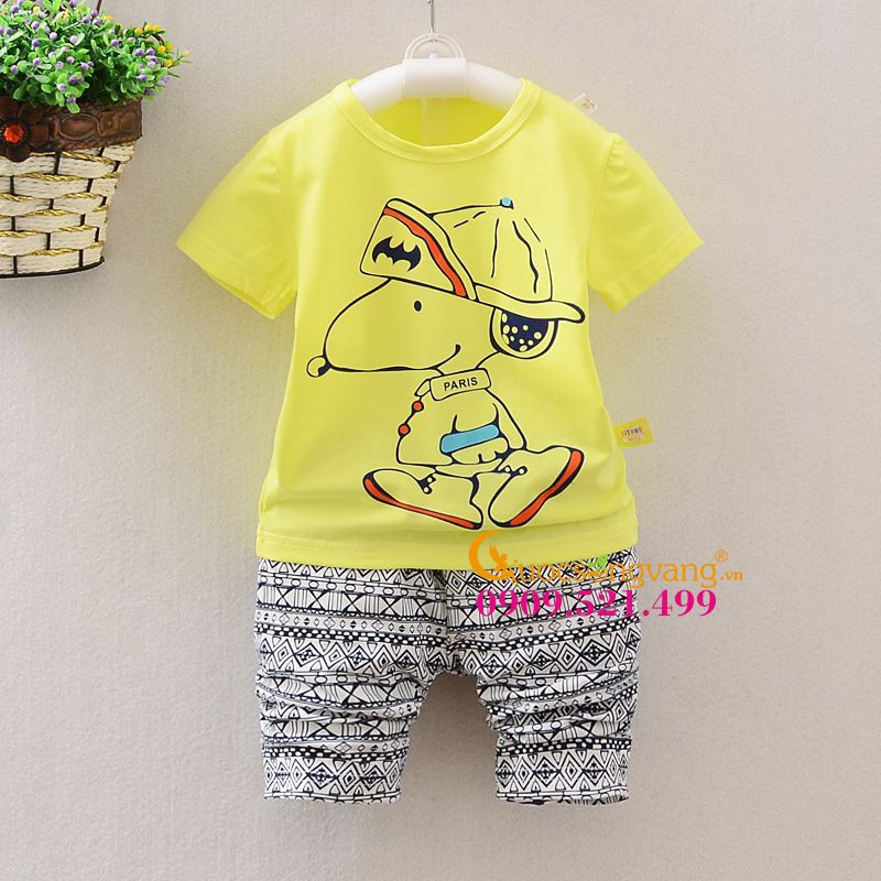 Bộ quần áo bé gái cộc tay set đồ bé gái đẹp GLSET025 vàng Cuocsongvang