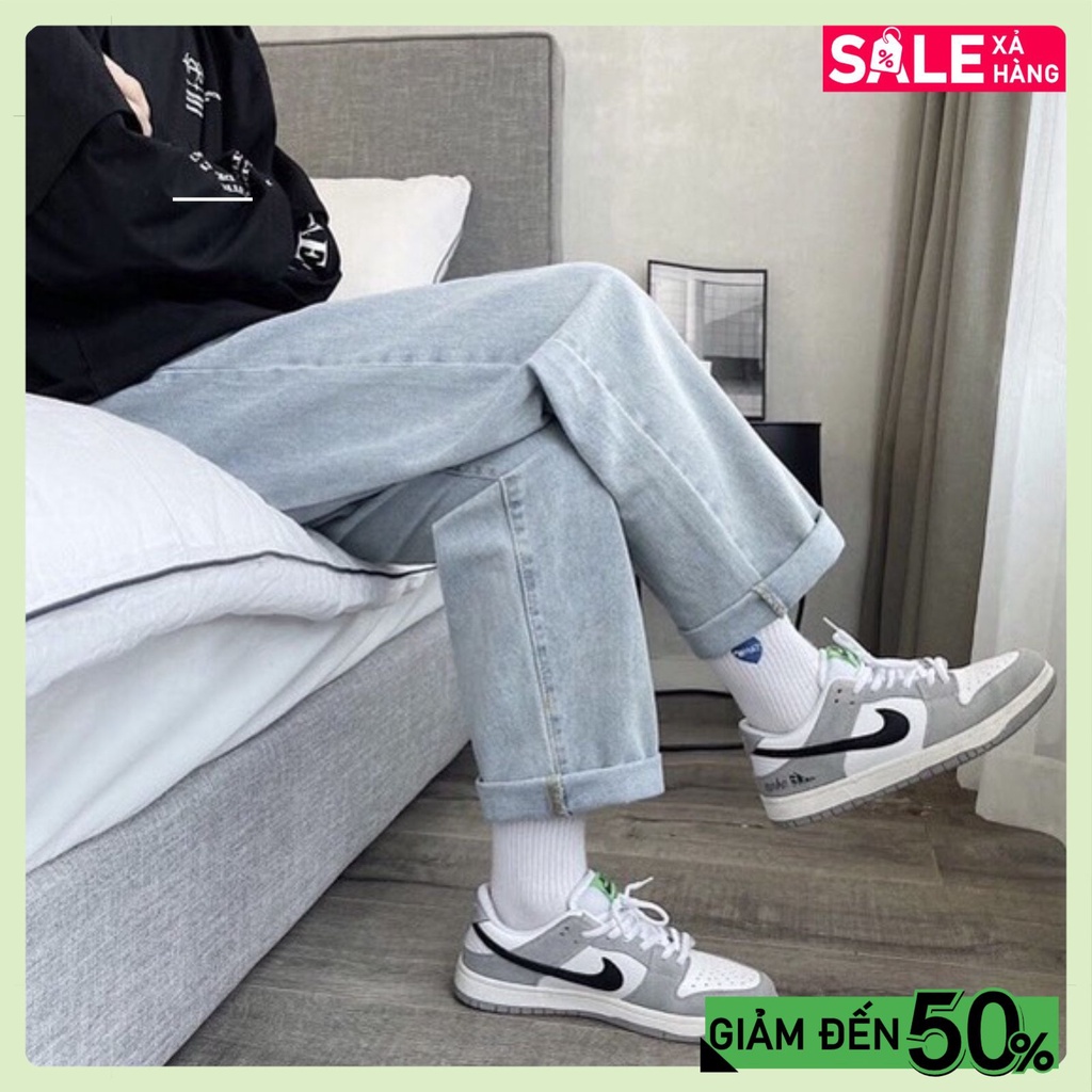 Quần jean nam baggy ống suông rộng,Quần bò nam nữ dáng đứng vải jeans bò cao cấp hottrend 2022