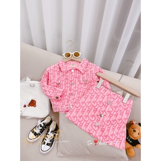 Set bò jean hồng cho bé gái
