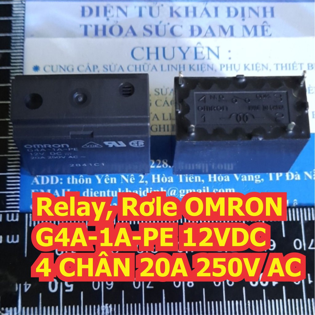 Relay, Rơle OMRON G4A-1A-PE 12VDC 4 CHÂN 20A 250V AC kde6394 kde6394