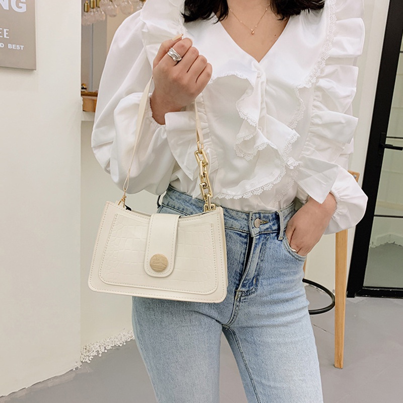 Ielgy Túi Đeo Vai Họa Tiết Vân Đá Đơn Giản Và Đa Năng Cho Nữ