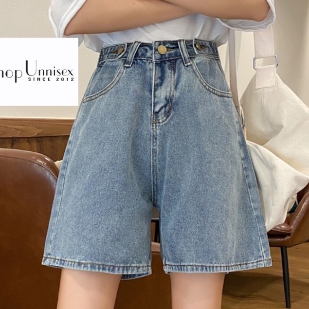 Quần short jean nữ ống rộng có cúc eo, quần sooc đùi chất bò mềm mịn Q436 SUTANO