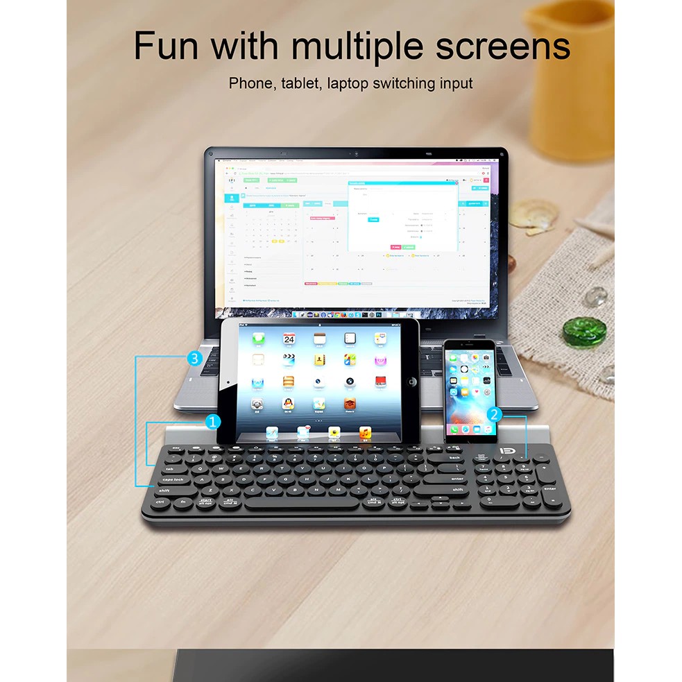 [Mã ELMALL150 giảm 8% đơn 500K] Bàn phím không dây Bluetooth FD IK6650 thiết kế nhỏ gọn, đẹp mắt (Đen) - Hãng phân phối
