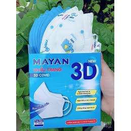 Khẩu trang Mayan 3D người lớn và trẻ em, ngăn ngừa khói bụi, bảo vệ sức khỏe, hộp 10 cái
