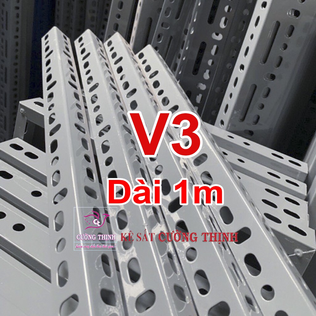 Sắt V lỗ (V3 dài 1m, dày 1,6mm) - Thanh sắt V3x3, sắt V lỗ đa năng, kệ trưng bày hàng hoá, kệ sắt V lỗ...