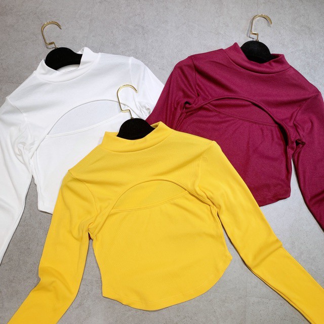 Áo Croptop Hở Khoét Ngực Dài Tay Màu Đen Xanh Cam Đỏ Áo CRT Kiểu Hở Ngực Tay Dài Cổ Lọ Thun Gân Xinh Đẹp Sexy Quyến Rũ | BigBuy360 - bigbuy360.vn