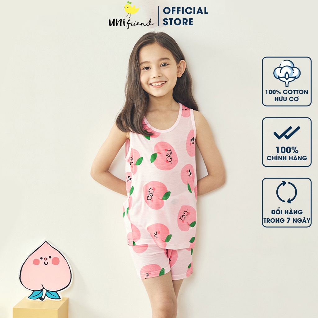 Đồ bộ ba lỗ Cool Feel mịn siêu mỏng mát mặc nhà mùa hè cho bé gái Unifriend Hàn Quốc U4022