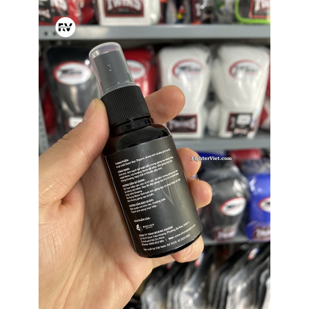 Xịt khử mùi găng tay boxing &amp; giày dép Nano Refresh (Viện Pasteur kiểm định)