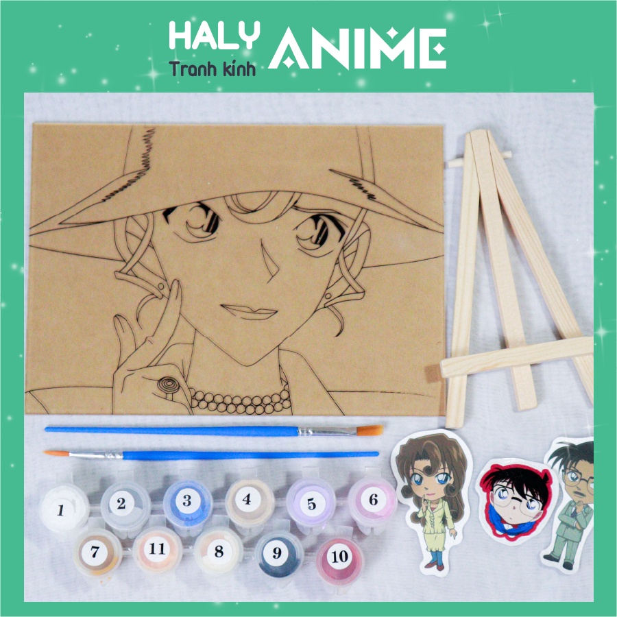 Tranh kính anime Yukiko, theo yêu cầu, glass painting kit dễ thương, màu acrylic 3D khó phai.