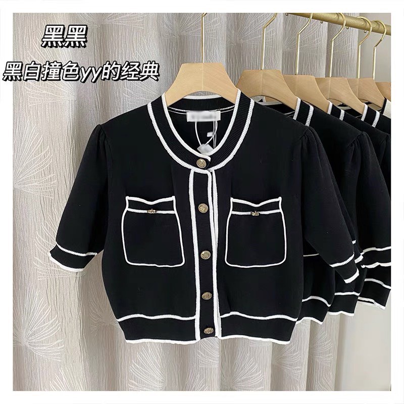 Áo len tăm tay ngắn có túi , khuy đồng nữ ulzzang kiểu Hàn Quốc