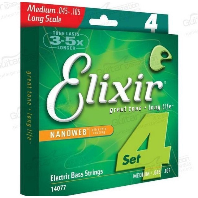 Set 4 dây đàn bass Elixir NANOWEB 14077