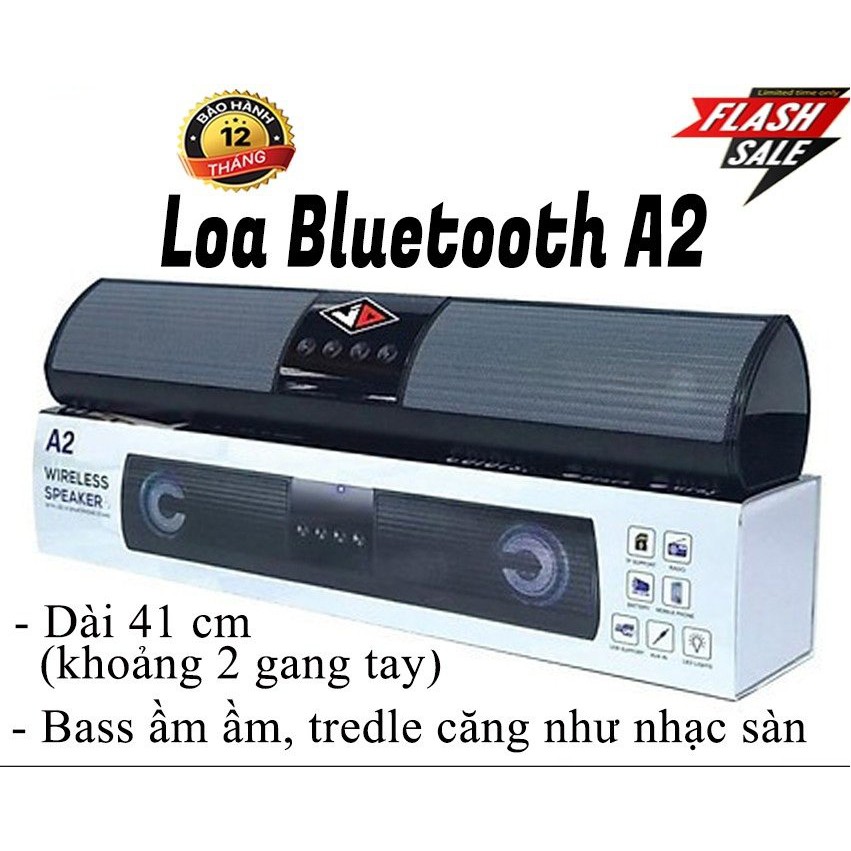 Loa Bluetooth Speaker A2 kiểu Dáng Dài, 2 Loa Cực Đỉnh, âm bass âm treble rõ ràng, Sang Trọng, Hỗ Trợ Thẻ màn hình led