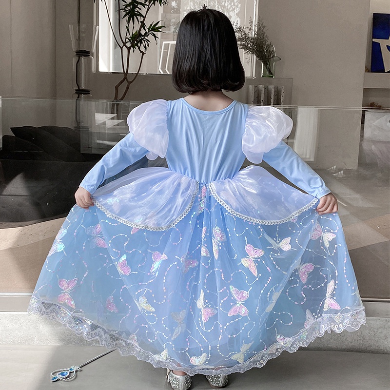 Đầm Công Chúa Lọ Lem Tay Dài Dành Cho Bé Gái