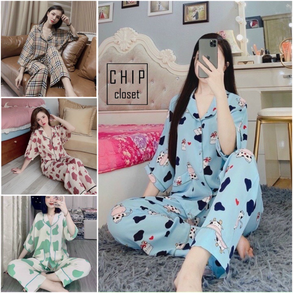 Bộ Ngủ Pijama Tay Lỡ Quần Dài - Bộ Mặc Nhà Chất Kate Thái Mềm Họa Tiết Hoạt Hình Siêu Xinh - KT002 | BigBuy360 - bigbuy360.vn