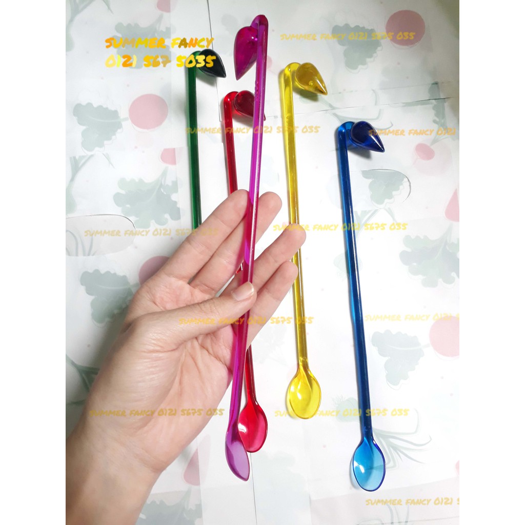 Muỗng khuấy 25cm hạt lựu móc câu đủ màu - Long Spoon with hook