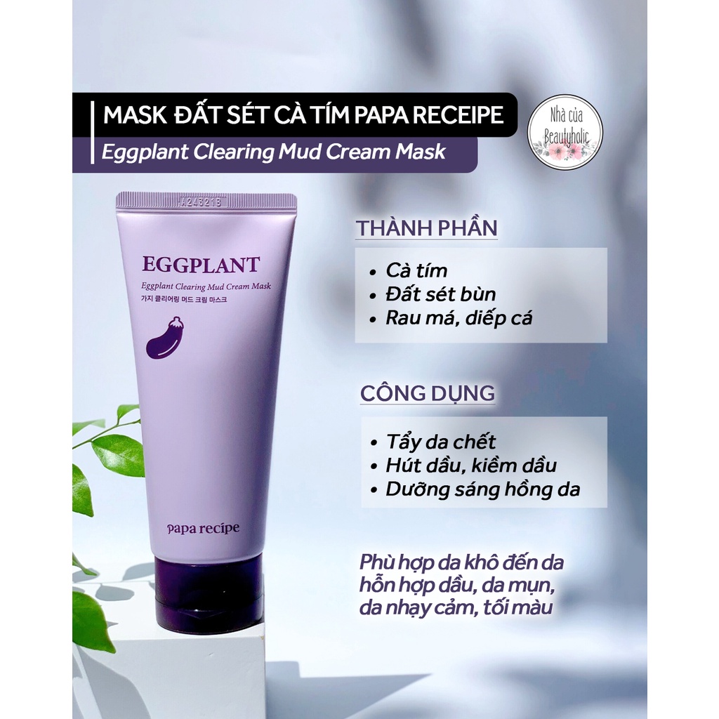 Mặt nạ đất sét cà tím PAPA RECEIPE Egglant Mud Cream Mask