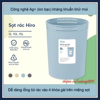 Sọt rác tròn cao cấp Inochi (5L-10L-15L) - ion Ag+ kháng khuẩn khử mùi