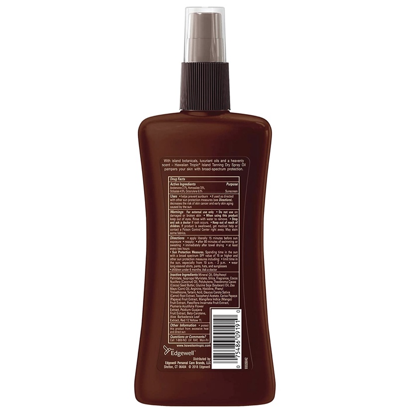 Dầu tắm nắng & bảo vệ da Hawaiian Tropic Sunscreen Protective Tanning Dry Oil Sunscreen Spray SPF 25 236ml