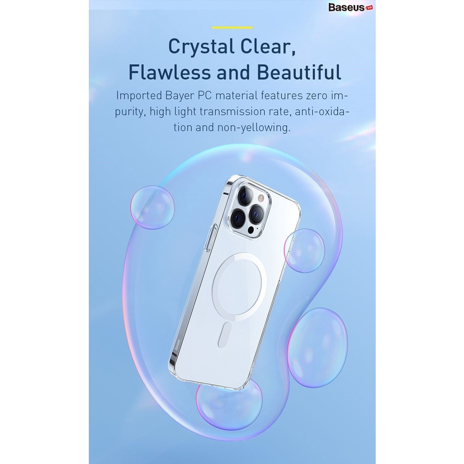 Ốp lưng PC siêu mỏng Magsafe từ tính Baseus Crystal Magnetic Dành Cho Phone 13 Promax/ 13Pro/ 13