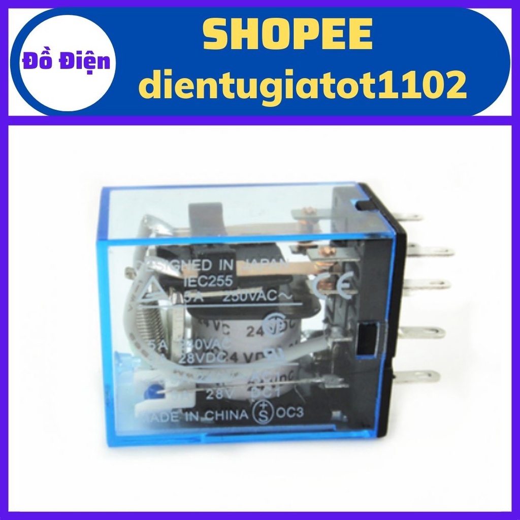 Relay trung gian, relay 24V5A 8 chân, rơ le trung gian, rơ le 24v 8 chân, relay omron