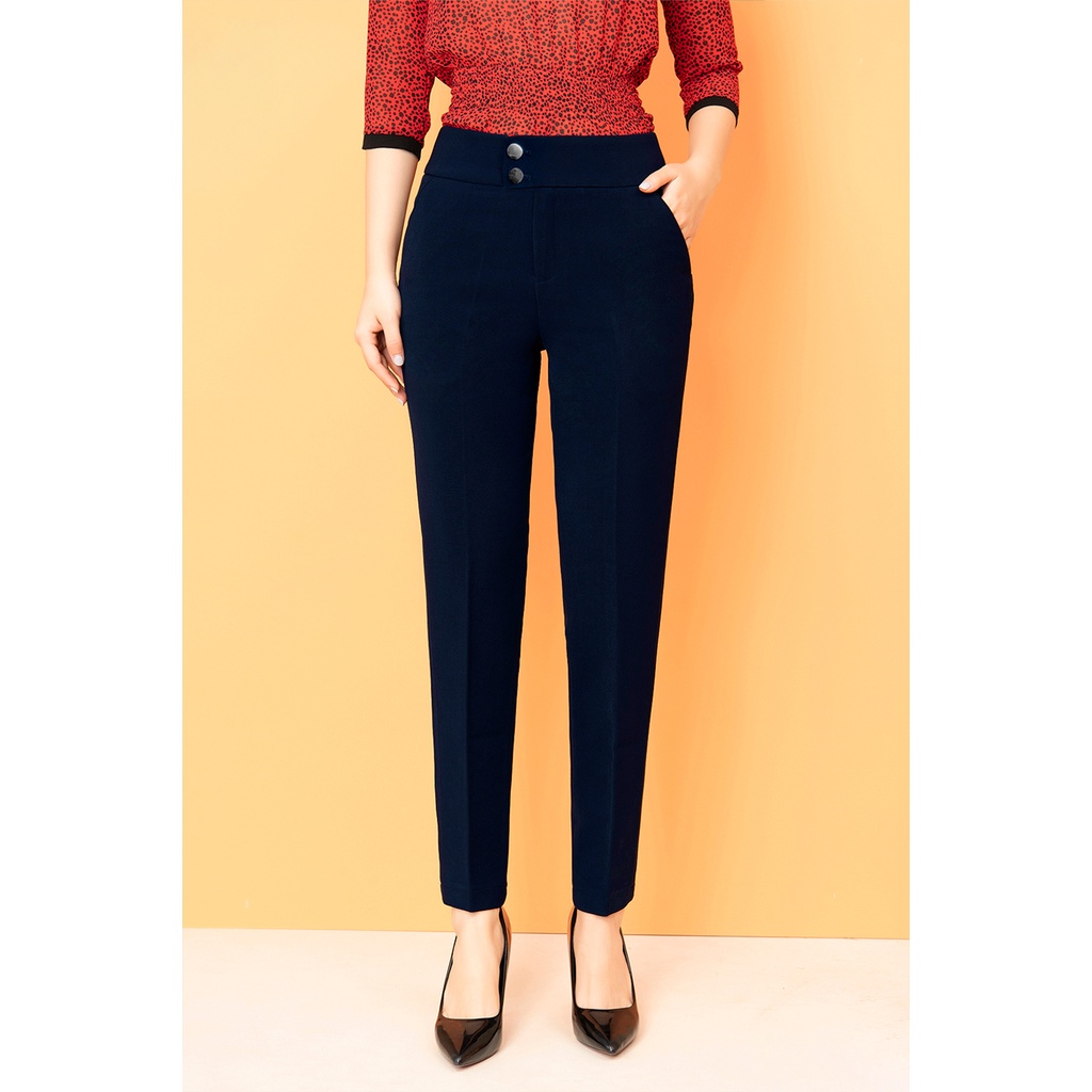 Quần Dài Công Sở Thiết Kế Luperi LFQD2123 Phối 2 Cúc Cạp Cao
