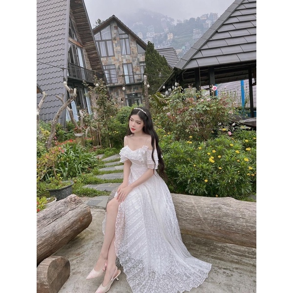 Đầm dư tiệc xếp ly dáng xoè hàng may 2 lớp lót toàn thân | BigBuy360 - bigbuy360.vn