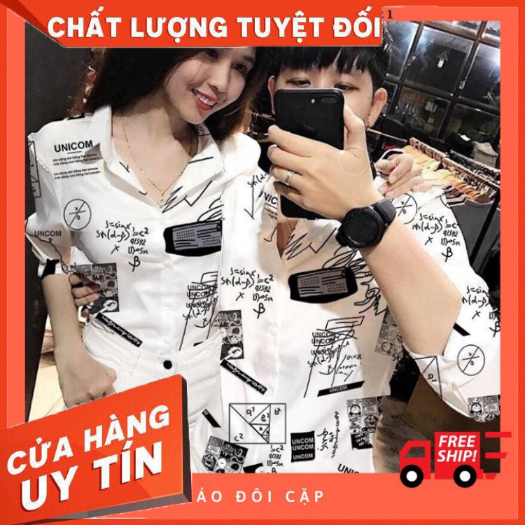 BST Áo Sơ Mi Đôi Nam Nữ Họa Tiết In Toán Học Chuyên Cặp Đôi Couple -Mẫu D90