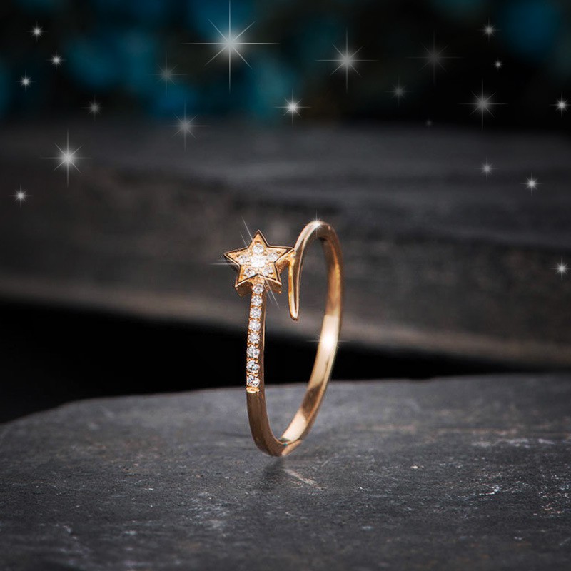 knuckle Rings Cincin Star Ring Rose gold White Zircon Jewelry Girl