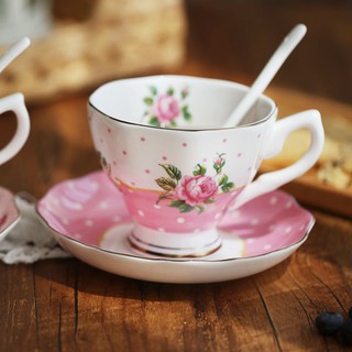 Bộ tách cà phê bằng gốm sứ cao cấp phong cách châu Âu