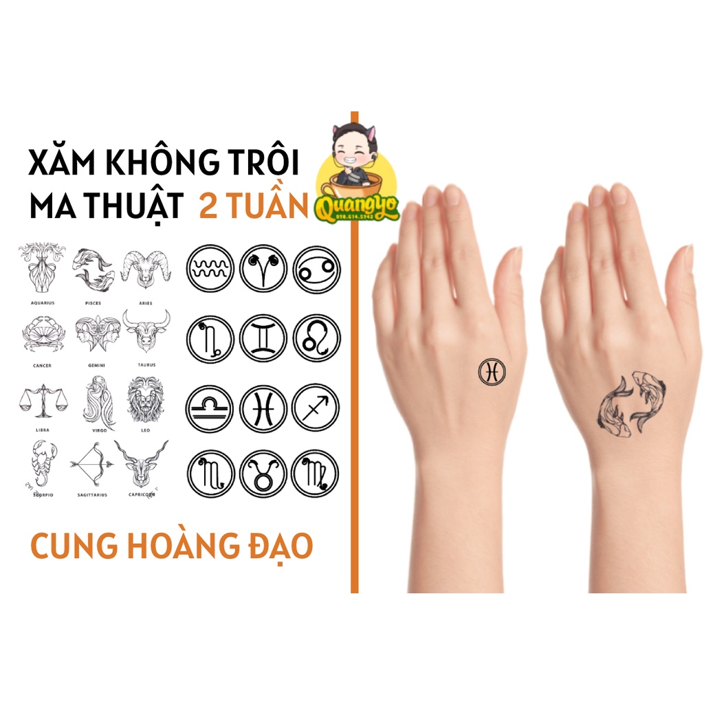 [TIKTOK TATTOO] Hình xăm cung hoàng đạo, 100% chống nước 15 ngày như thật, Hình xăm ma thuật, Xăm giống Inkaholic