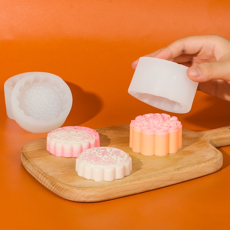 Khuôn Silicone Làm Bánh Trung Thu Hình Tròn / Bông Hoa / Trái Dứa