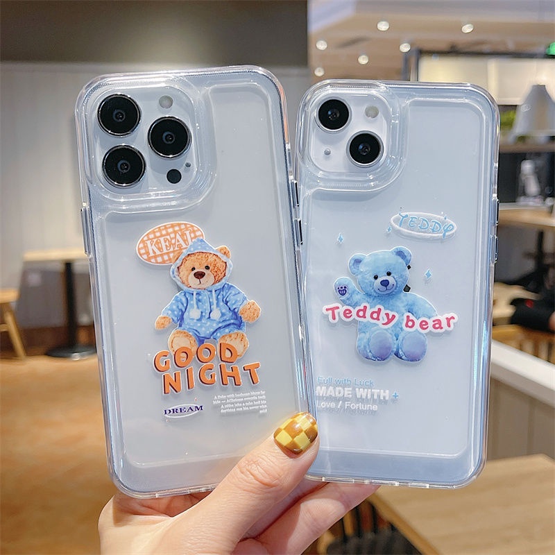 Ốp Điện Thoại TPU Dẻo Trong Suốt Họa Tiết Hoạt Hình Chú Gấu Cho IPhone 14 13 12 11 Pro X XR XS Max SE 6 6S 7 8 Plus