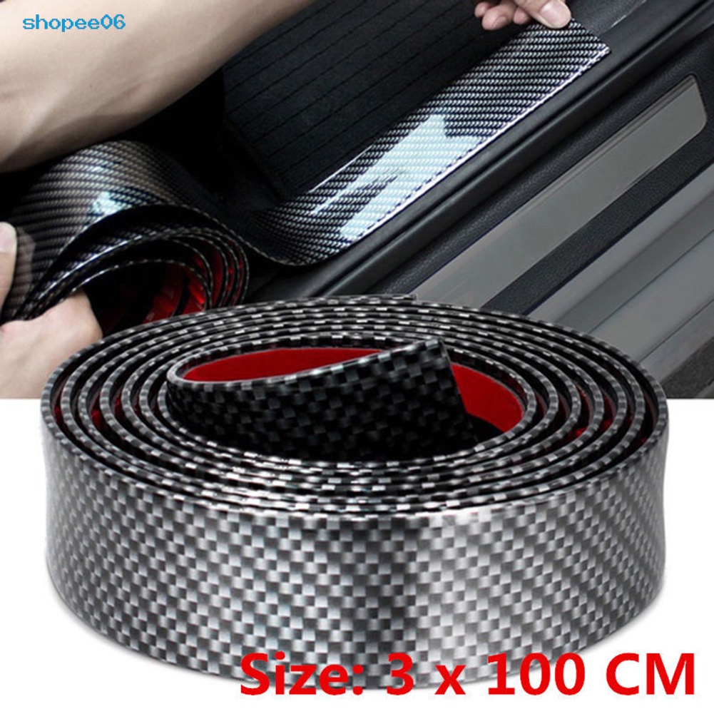Miếng dán cửa xe hơi chống trầy xước bằng cao su sợi carbon 3x100cm
