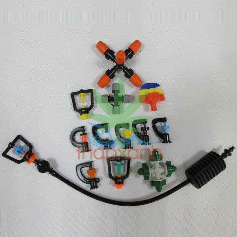 Bộ 5 Kit tưới phun mưa tự xoay tròn 360 độ, tưới treo đầy đủ + Đục lỗ mini