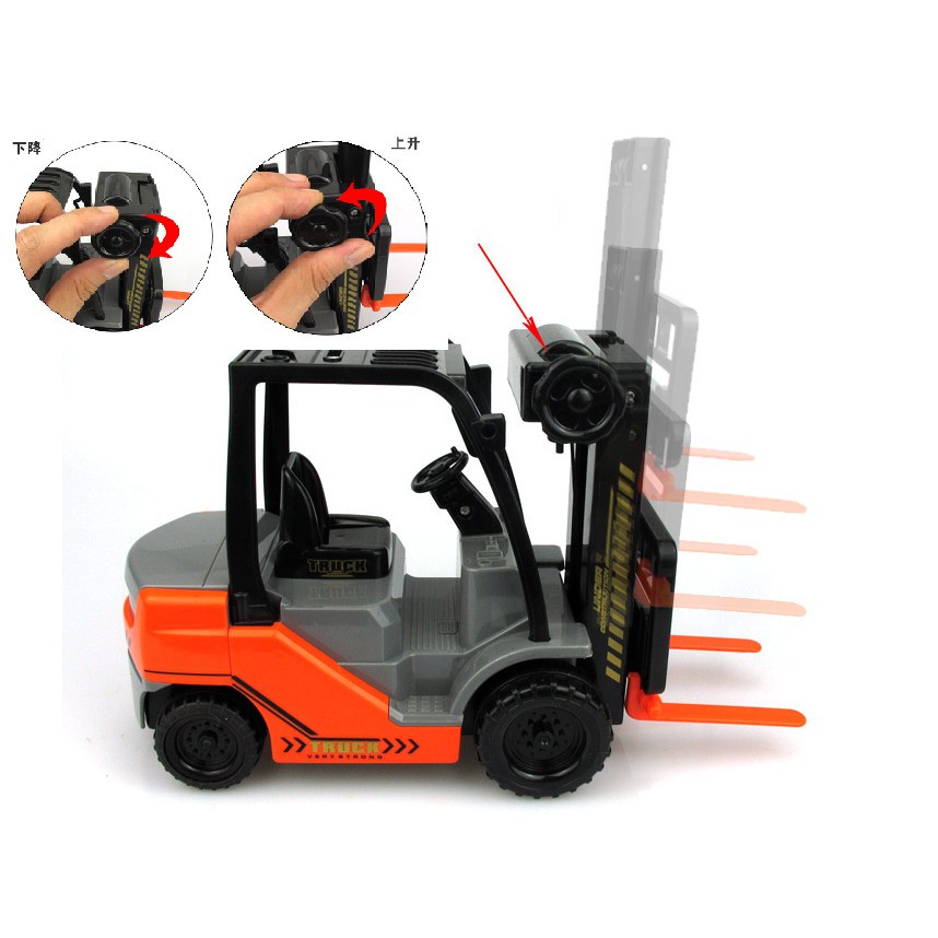 Mô hình Xe nâng đồ chơi trẻ em tỉ lệ 1:12 xe cỡ lớn chạy đà