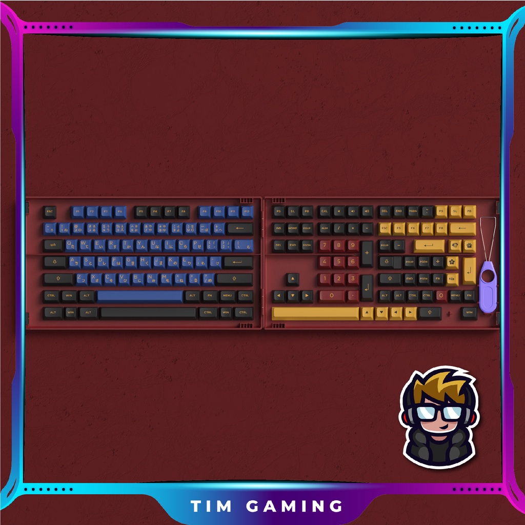 [Mã 154ELSALE2 giảm 7% đơn 300K] Bộ Keycap AKKO – Red &amp; Blue Samurai (PBT Double-Shot/ASA profile/226 nút)