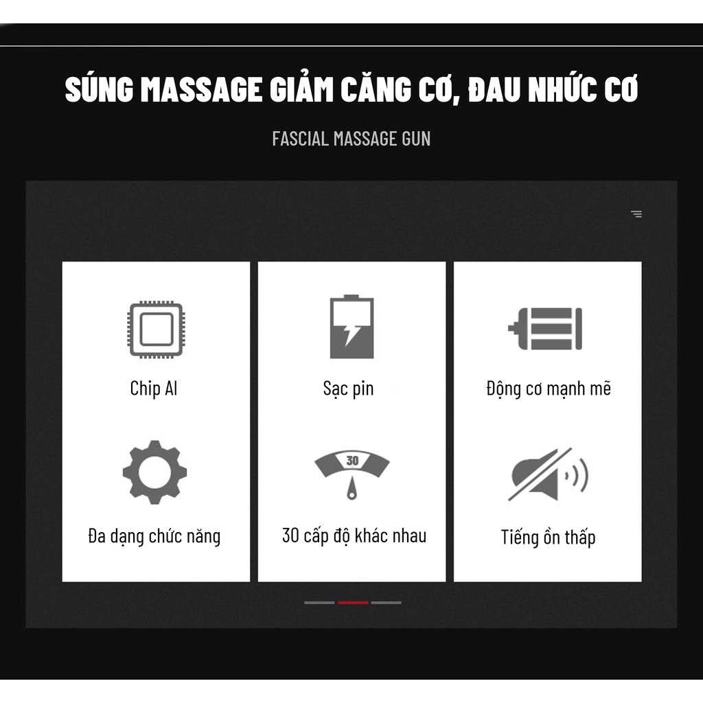 Máy massage cầm tay thon gọn có 6 đầu, 30 mức độ rung giúp mat xa, giảm đau mỏi - Bảo hành 12 tháng
