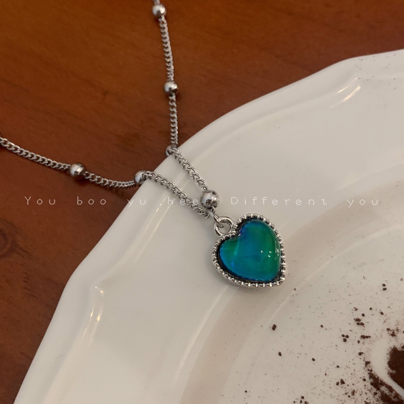 Dây chuyền mặt hình trái tim thay đổi màu sắc theo nhiệt độ sáng tạo thời trang 19A1300