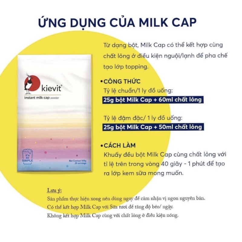 Lớp kem ván sữa kievit 500g công thức dễ làm