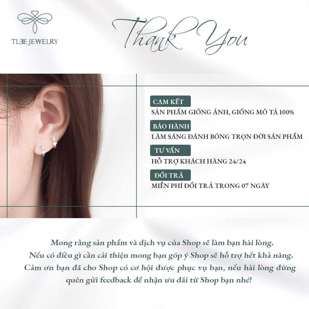 Khuyên tai nữ bạc TLEE tròn chốt bấm hình sao xinh xắn NCJ B0172