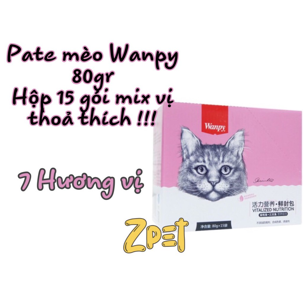 (WANPY) Combo 15 gói pate Wanpy 80gr mix vị theo yêu cầu - 7 Vị