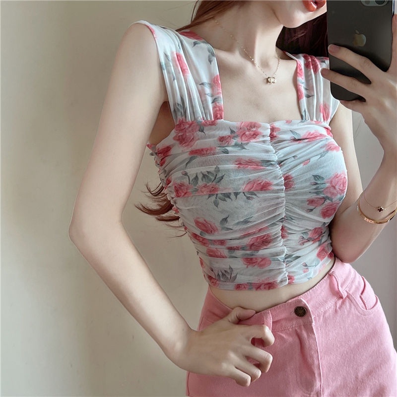 Áo Voan Hai Dây Trễ Vai Xếp Ly Thời Trang Dành Cho Nữ