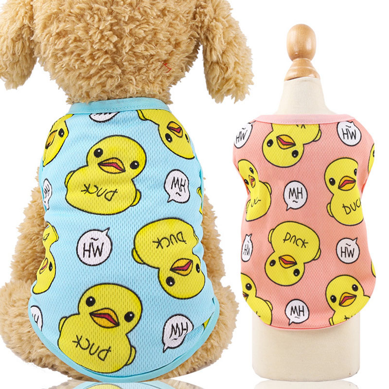 Áo Lưới Thoáng Khí In Hình Vịt Vàng Hoạt Hình Dễ Thương Dành Cho Thú Cưng