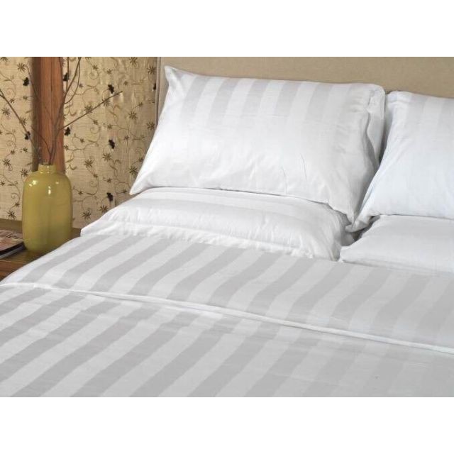 Bộ Ga Gối cotton  Trắng Sọc đủ size nệm 5-27cm