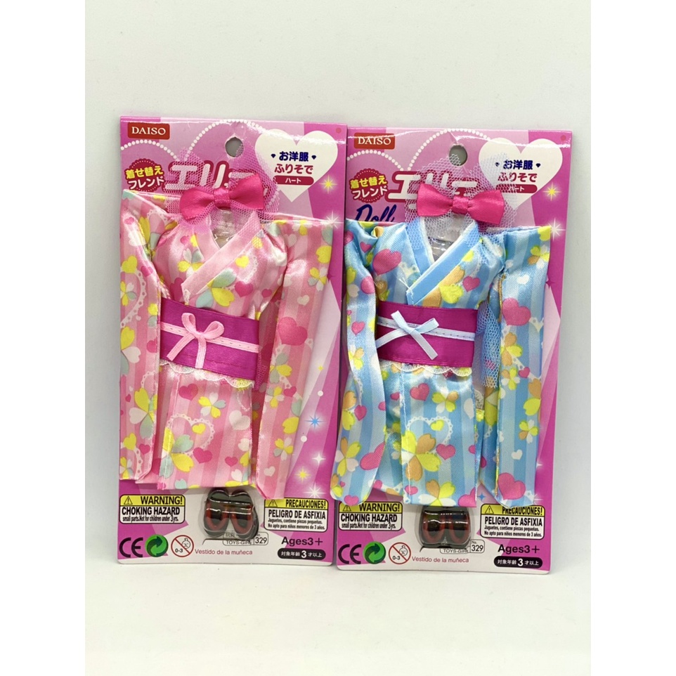 Daiso Đồ Chơi Trang Phục Cho Búp Bê Set Kimono + Giày