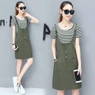 Set váy kẻ kiểu yếm